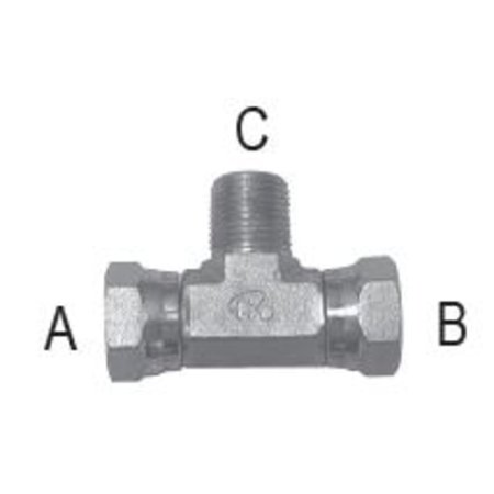 TOMPKINS Male Pipe to Female Pipe Swivel Branch Tee: 3/8-18 A, 3/8-18 B 471110